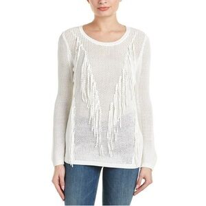 Sandro Scoop Neck Sweater with Fringe Size 8